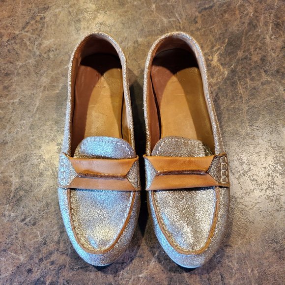 Frye Sedona Seam Loafer silver metallic camel 7M women's - Picture 2 of 10